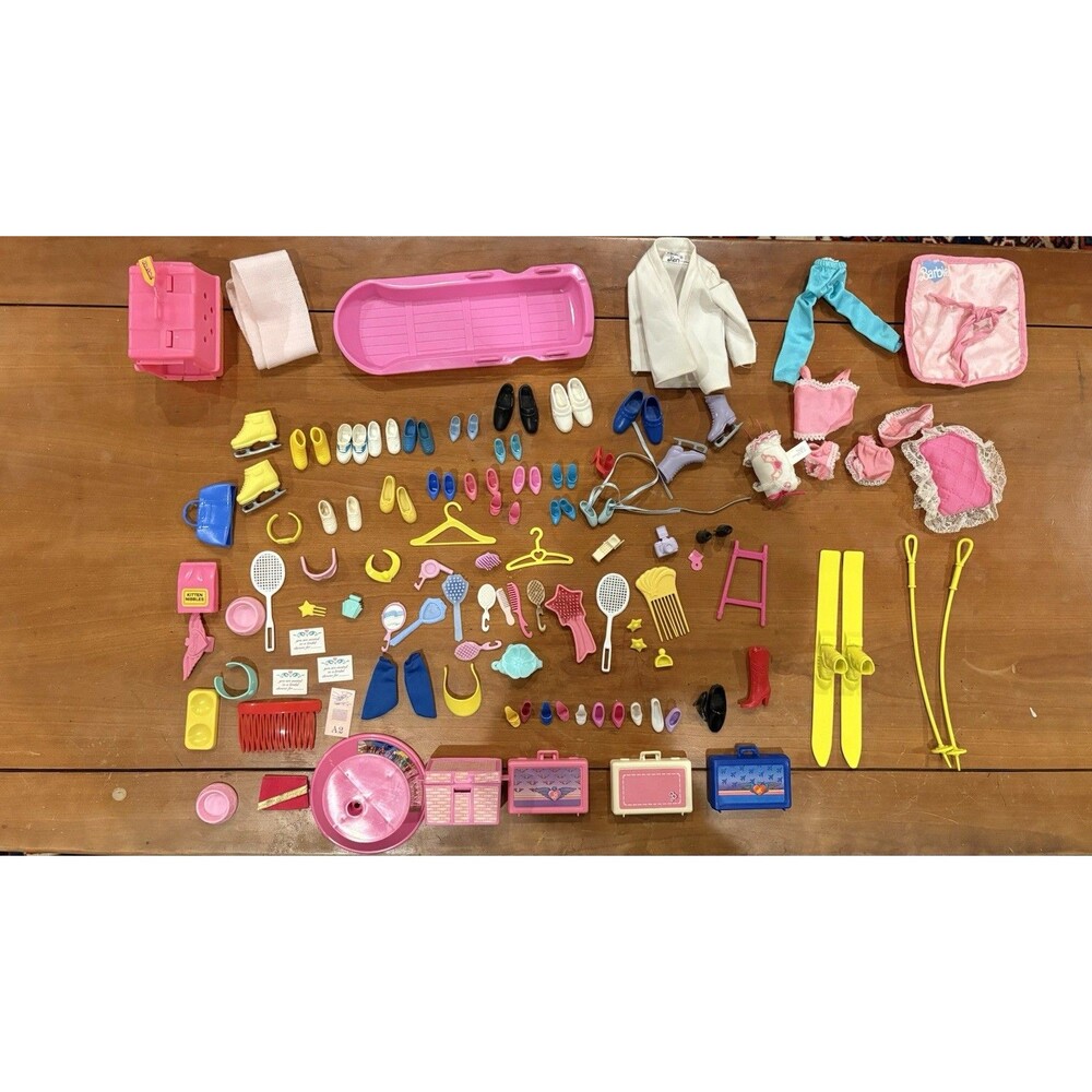 Vintage Barbie Accessory Lot Shoes - Skis - Briefcases - Pet - Sled Etc - READ